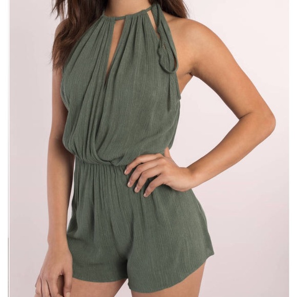 Tobi Pants - Olive Green Halter Romper